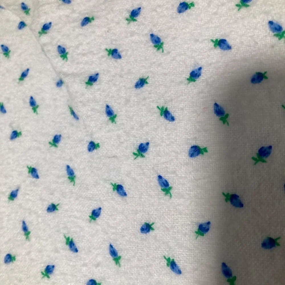 Handmade Hand Tied Baby Quilt Large Multicolored Stripes White Blue Rose Flannel